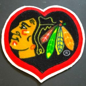 NEW NHL Chicago Black Hawks Heart Hockey Patch/Emblem/Appliqué! 7.5"x7.5" Unisex